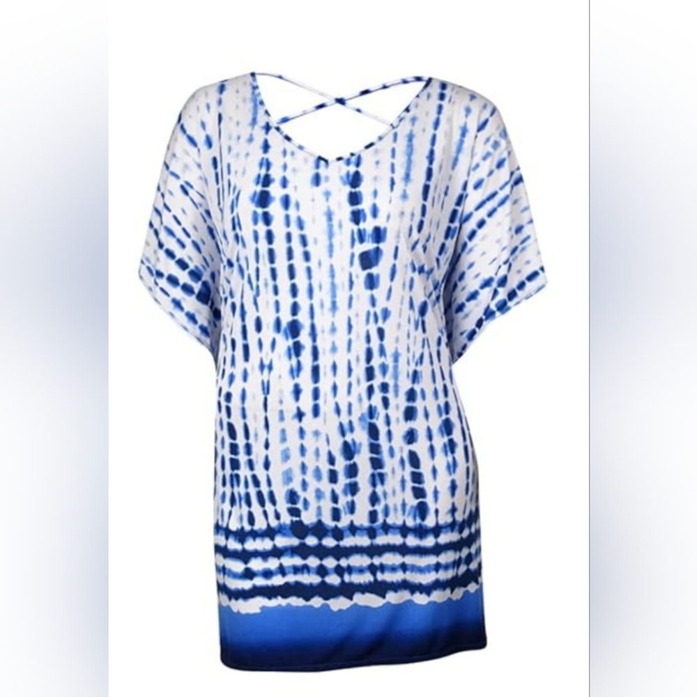 Indigo Tie-Dye Swim Cover Up Plus Size by Dotti